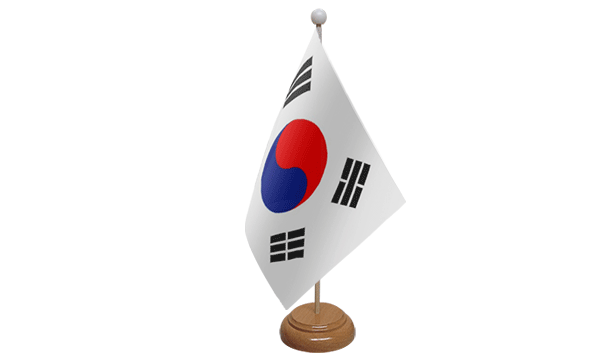 Korea South Small Flag with Wooden Stand